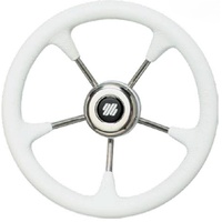 Ultraflex V57 White Steering Wheel 350mm Non Magnetic Stainless Steel and Poly Grip 83700W