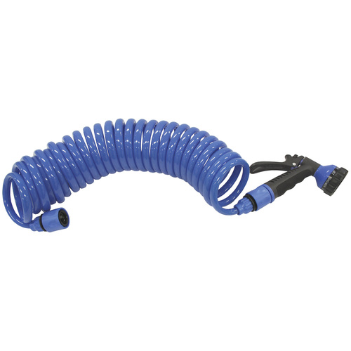 Deck Wash Spiral Hose 7.5m with Click In Garden Hose Style Fittings