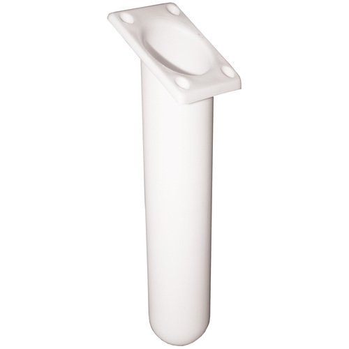 Plastic Rod Holder White  30 Degree Deck Mount Rectangular Top